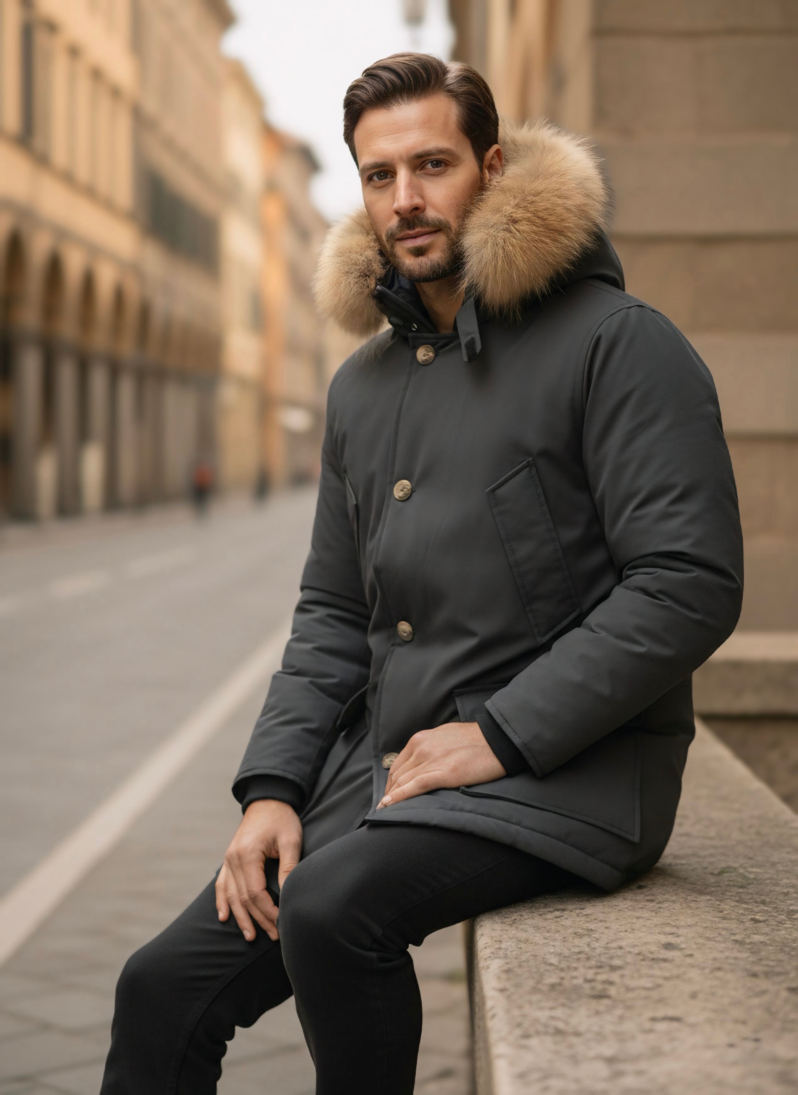 PARKA TESSUTO TECNICO CON PELLICCIA