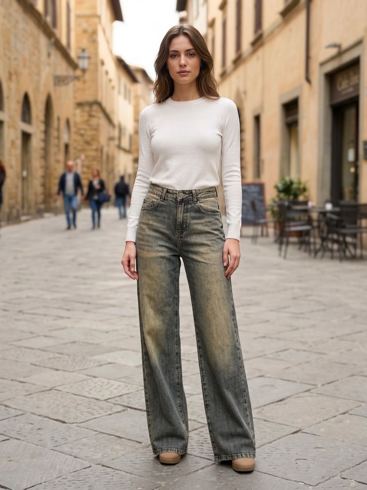 JEANS PALAZZO DISTRESSED