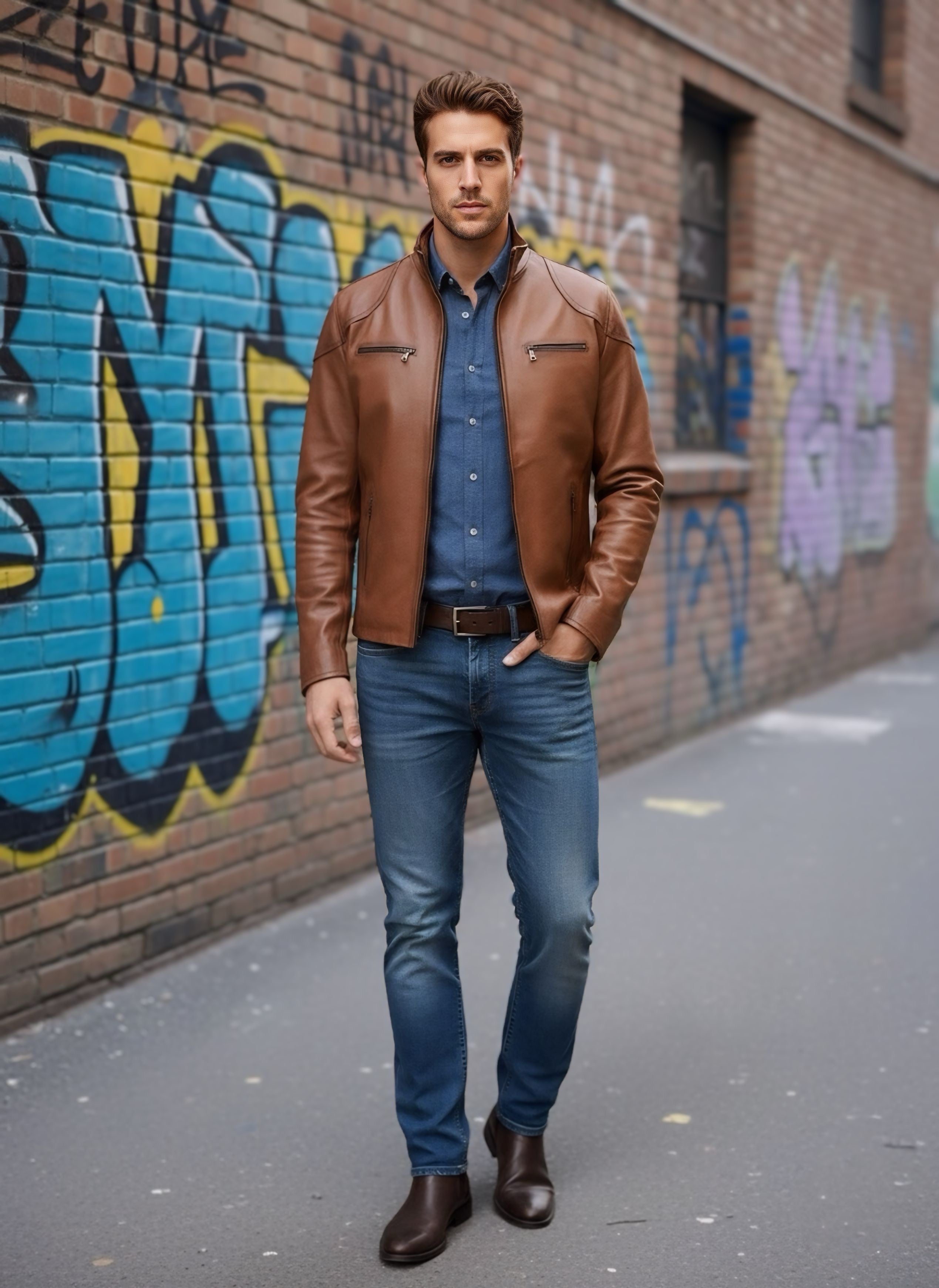 Giubbotto Giacca In Vera Pelle Uomo Slim Produzione Artigianale Cod.188 - Foto 9