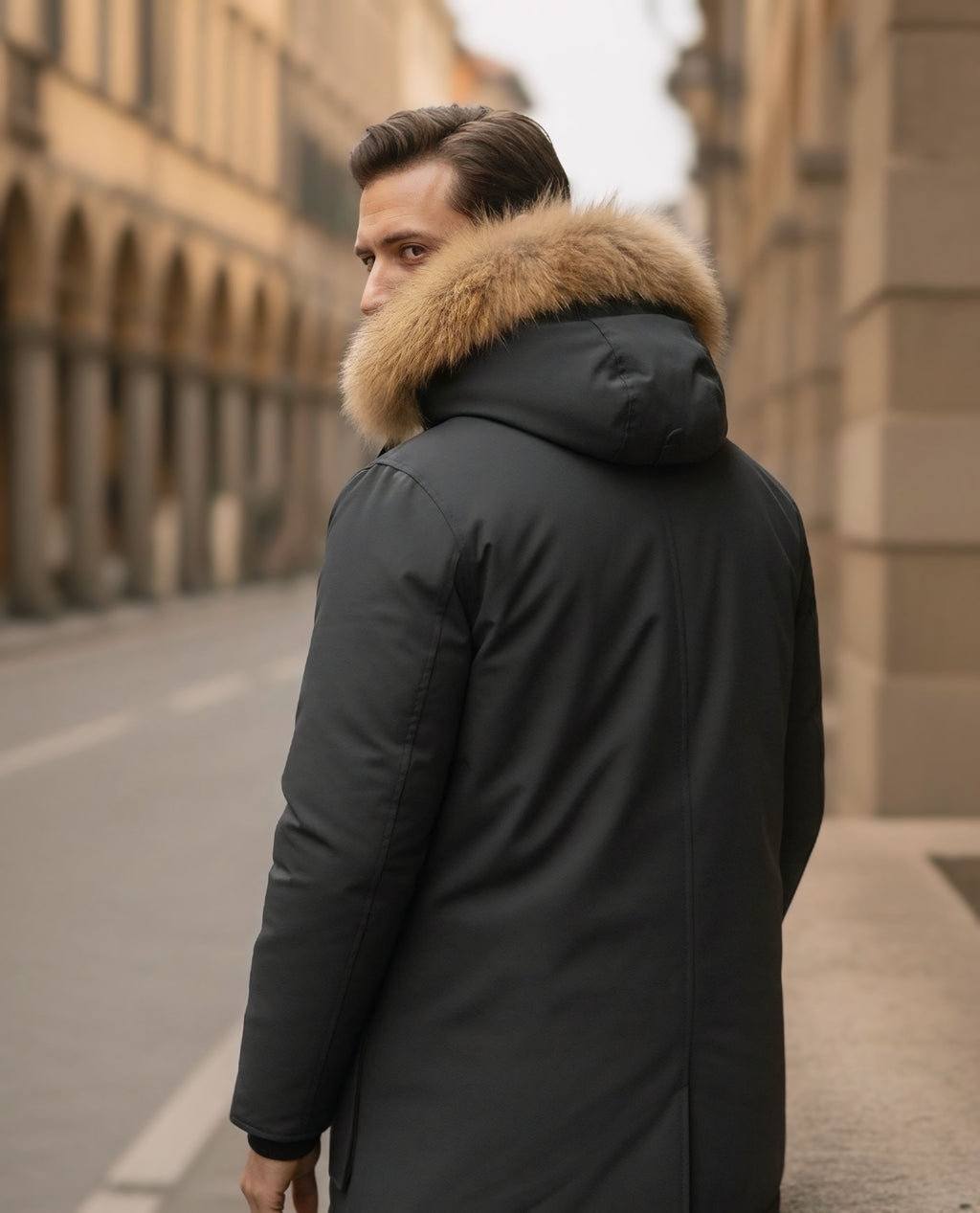 PARKA TESSUTO TECNICO CON PELLICCIA