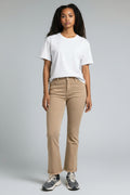 Jeans a trombetta Khaki in cotone elasticizzato - Modello flare cropped - Vista frontale